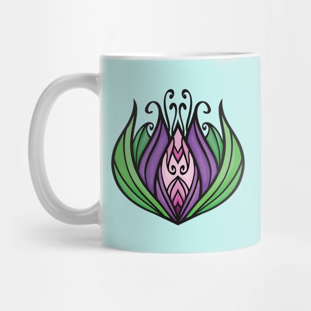 Purple, Pink, and Green Zen Lotus Flower by RunawayArtist